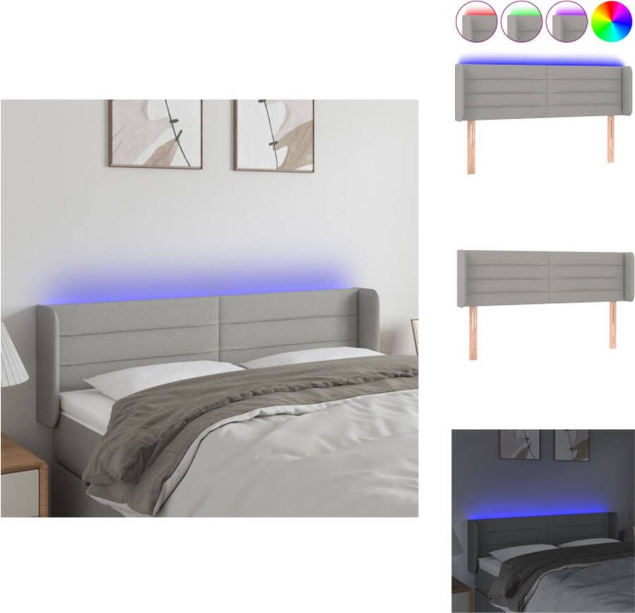 VidaXL Hoofdbord Lichtgrijs LED-strip 55 cm Verstelbare Hoogte Bedonderdeel