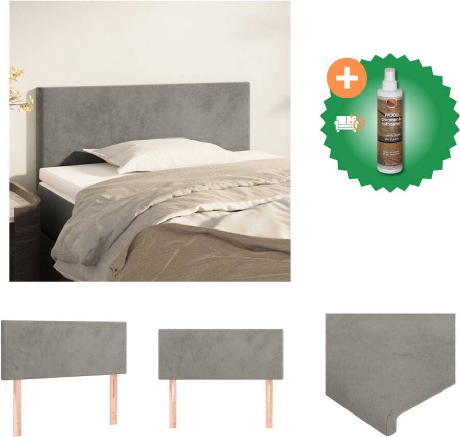 VidaXL Hoofdbord Lounge Fluweel Verstelbare hoogte Lichtgrijs 80x5x78 88cm Bedonderdeel Inclusief Houtreiniger en verfrisser