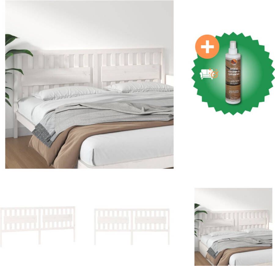 VidaXL Hoofdbord Massief Grenenhout 205.5 x 4 x 100 cm Rustieke Charme Bedonderdeel Inclusief Houtreiniger en verfrisser