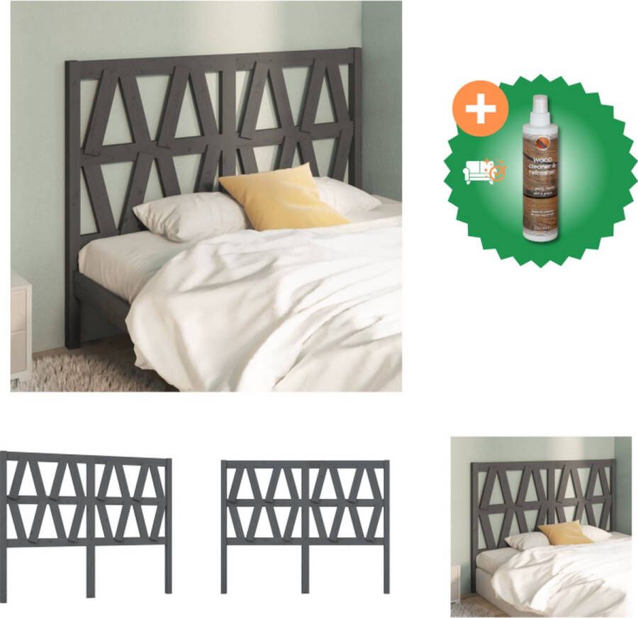 VidaXL Houten Hoofdeinde Klassiek Hoofdbord Afmeting- 126 x 4 x 100 cm Ken- Rustiek Grijs Montage vereist Bedonderdeel Inclusief Houtreiniger en verfrisser - Foto 6