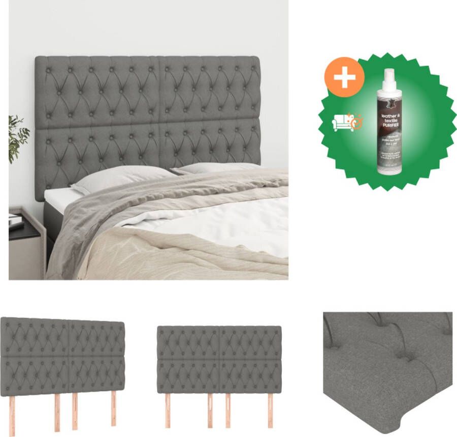 VidaXL Hoofdbord Massief Larikshout Donkergrijs 160 x 7 x 118 128 cm Verstelbare Hoogte Comfortabele Ondersteuning Bedonderdeel Inclusief Reiniger