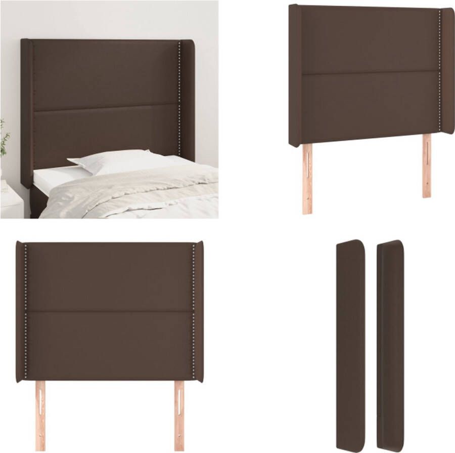 VidaXL Hoofdbord met randen 103x16x118 128 cm kunstleer bruin Hoofdbord Hoofdborden Hoofdeinde Houten Hoofdbord - Foto 1