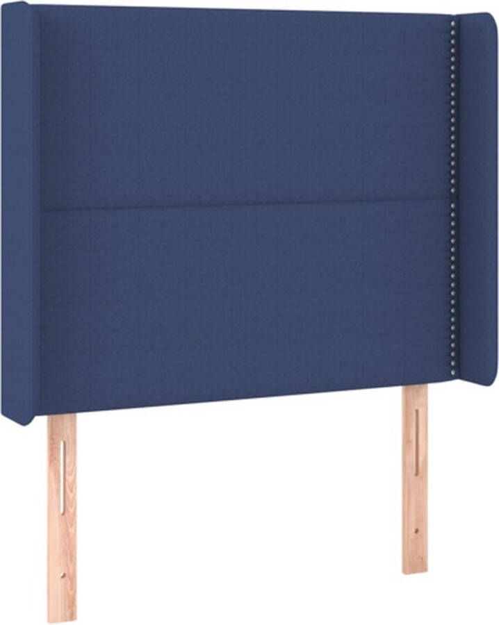 VIDAXL Hoofdbord met randen 103x16x118 128 cm stof blauw - Foto 4