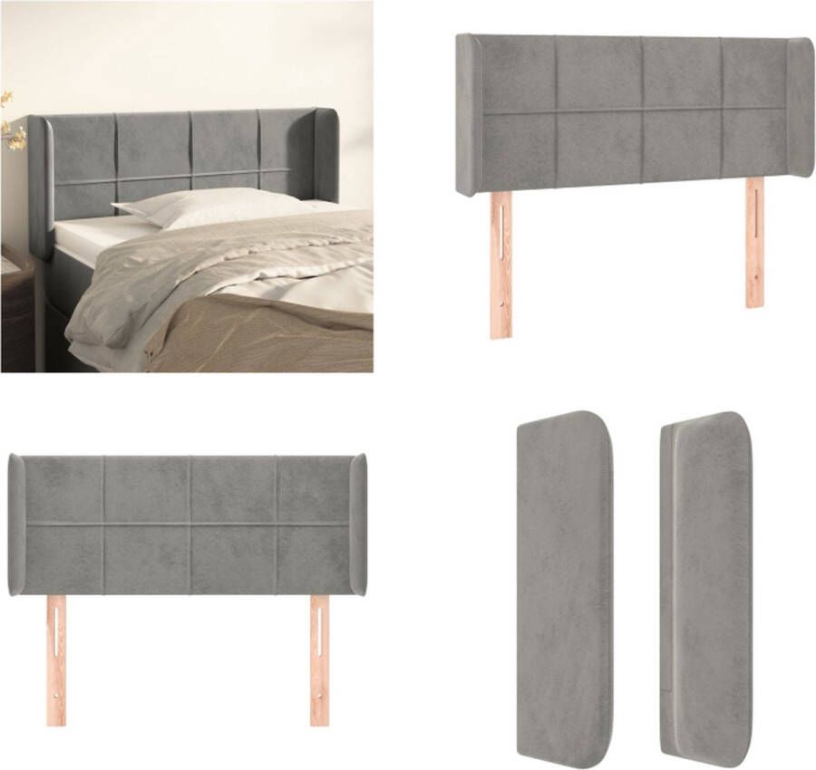 VidaXL Hoofdbord met randen 103x16x78 88 cm fluweel lichtgrijs Hoofdbord Hoofdborden Hoofdeinde Houten Hoofdbord