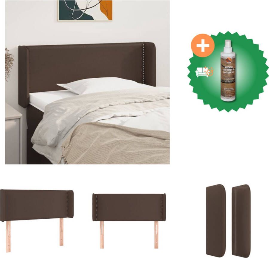 VidaXL Hoofdbord met randen 103x16x78 88 cm kunstleer bruin Bedonderdeel Inclusief Houtreiniger en verfrisser
