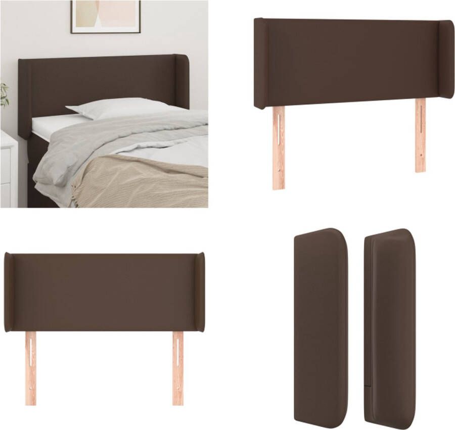 VidaXL Hoofdbord met randen 103x16x78 88 cm kunstleer bruin Hoofdbord Hoofdborden Hoofdeinde Houten Hoofdbord