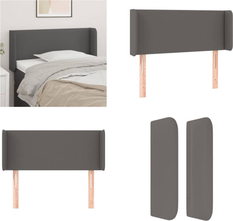 VidaXL Hoofdbord met randen 103x16x78 88 cm kunstleer grijs Hoofdbord Hoofdborden Hoofdeinde Houten Hoofdbord - Foto 1