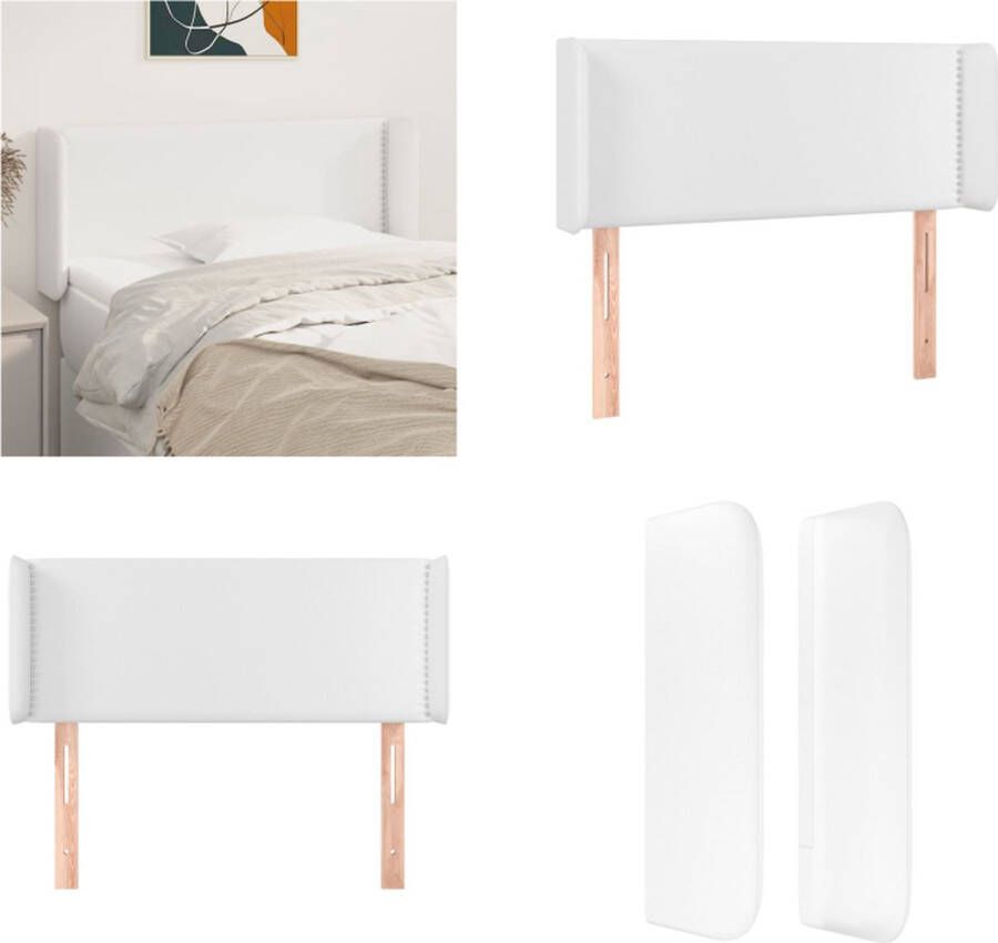 VidaXL Hoofdbord met randen 103x16x78 88 cm kunstleer wit Hoofdbord Hoofdborden Hoofdeinde Houten Hoofdbord