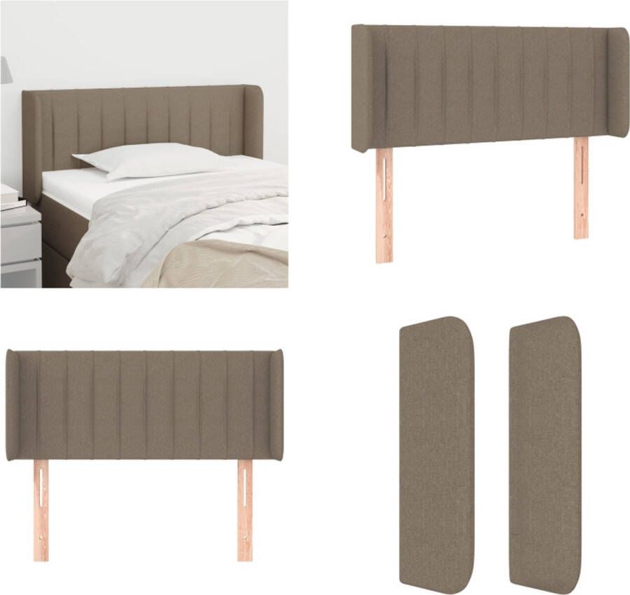 VidaXL Hoofdbord met randen 103x16x78 88 cm stof taupe Hoofdbord Hoofdborden Hoofdeinde Houten Hoofdbord
