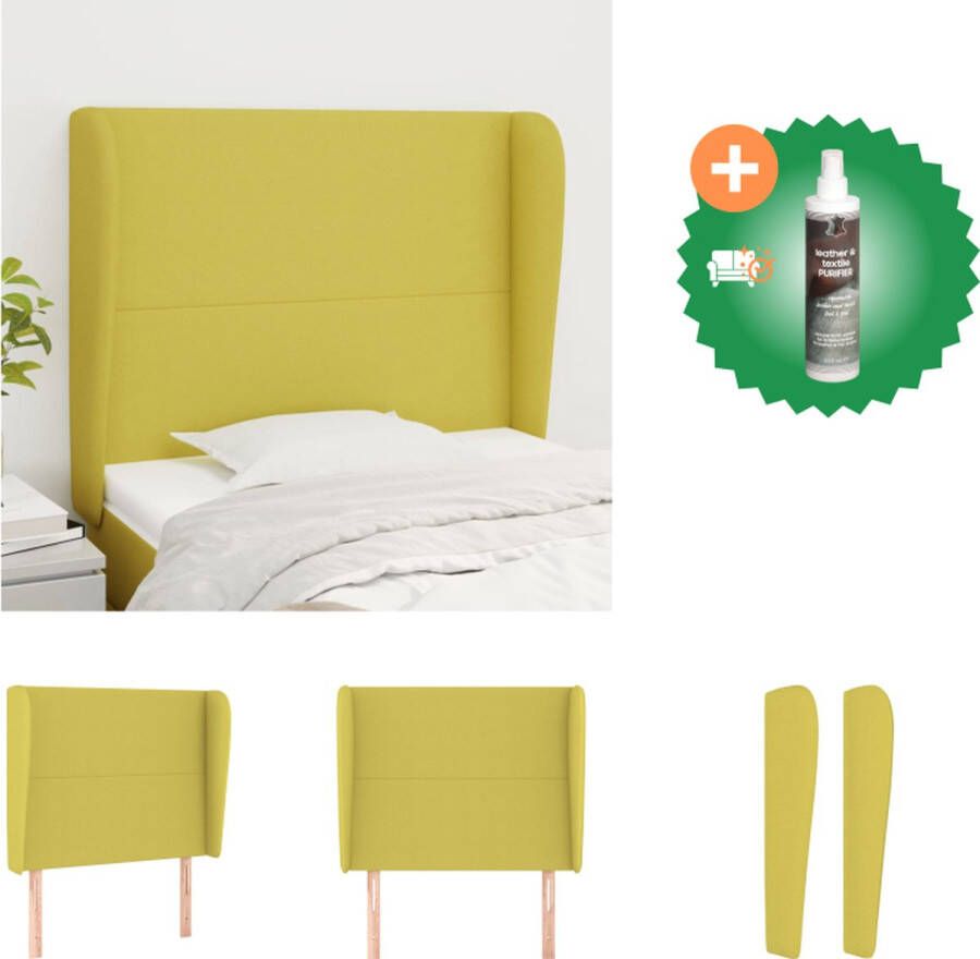 VidaXL Hoofdbord met randen 103x23x118 128 cm stof groen Bedonderdeel Inclusief Reiniger