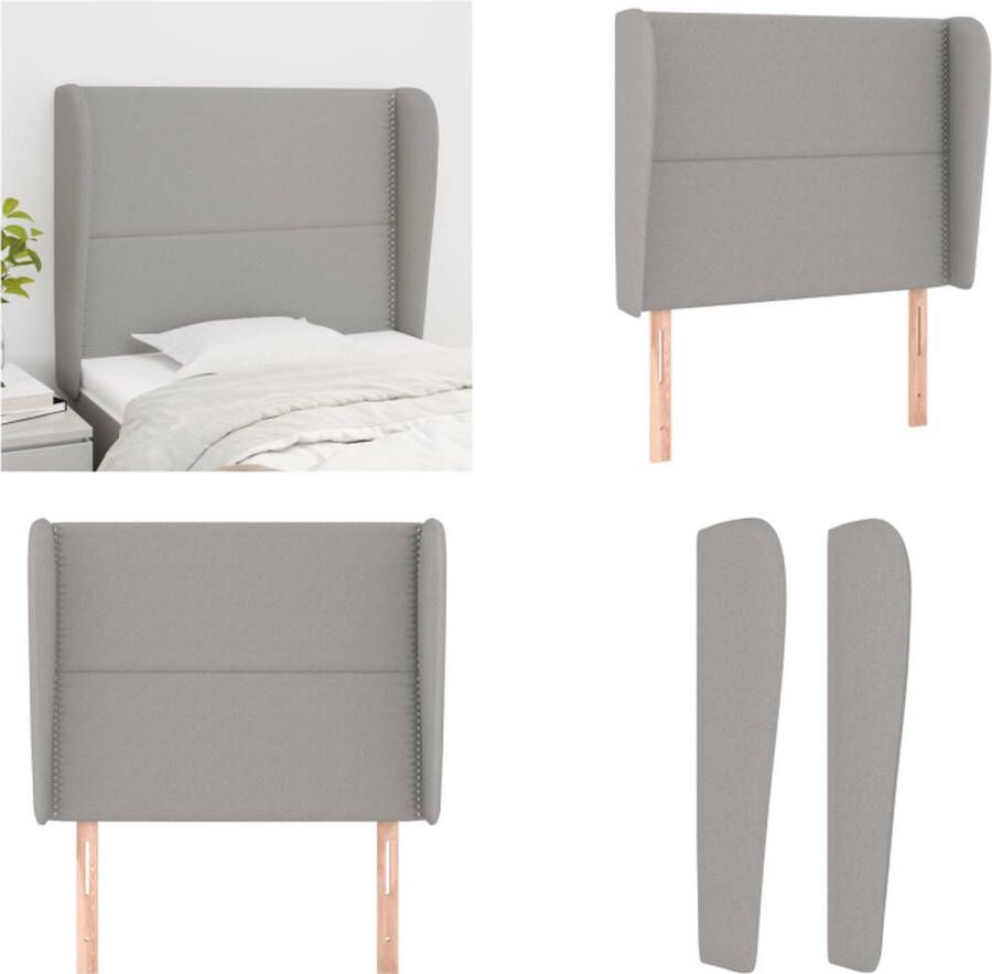 VidaXL Hoofdbord met randen 103x23x118 128 cm stof lichtgrijs Hoofdbord Hoofdborden Hoofdeinde Houten Hoofdbord - Foto 2