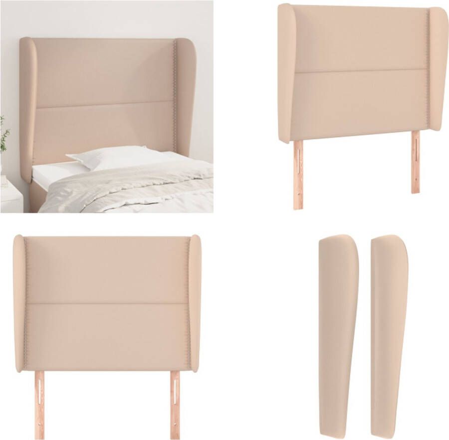 VidaXL Hoofdbord met randen 103x23x118 128cm kunstleer cappuccinokleur Hoofdbord Hoofdborden Hoofdeinde Houten Hoofdbord - Foto 2