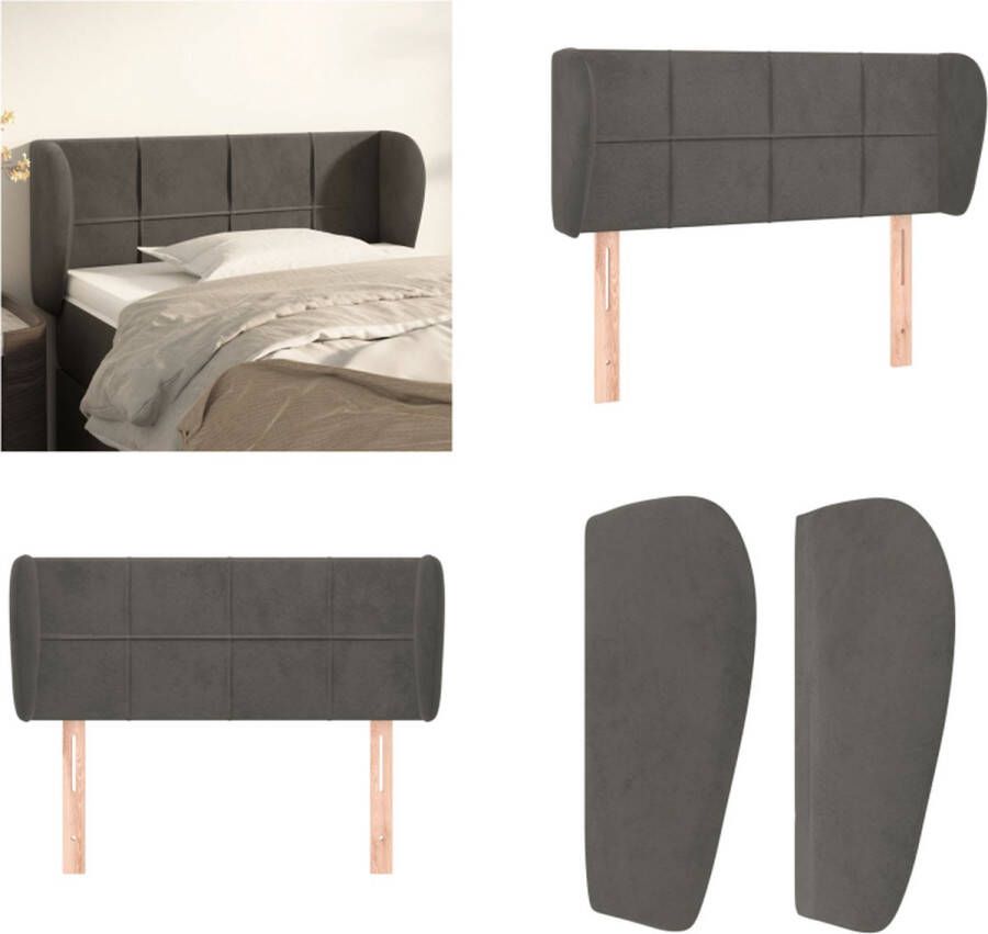 VidaXL Hoofdbord met randen 103x23x78 88 cm fluweel donkergrijs Hoofdbord Hoofdborden Hoofdeinde Houten Hoofdbord