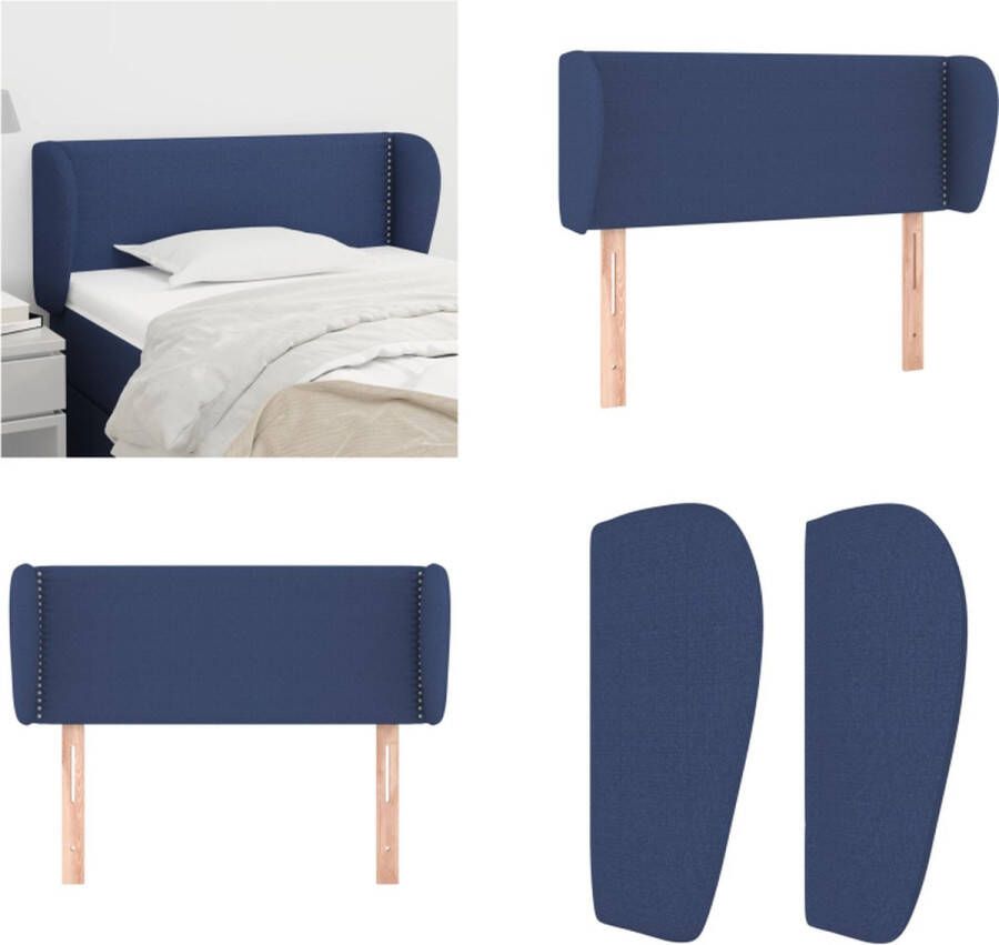 VidaXL Hoofdbord met randen 103x23x78 88 cm stof blauw Hoofdbord Hoofdborden Hoofdeinde Houten Hoofdbord - Foto 2