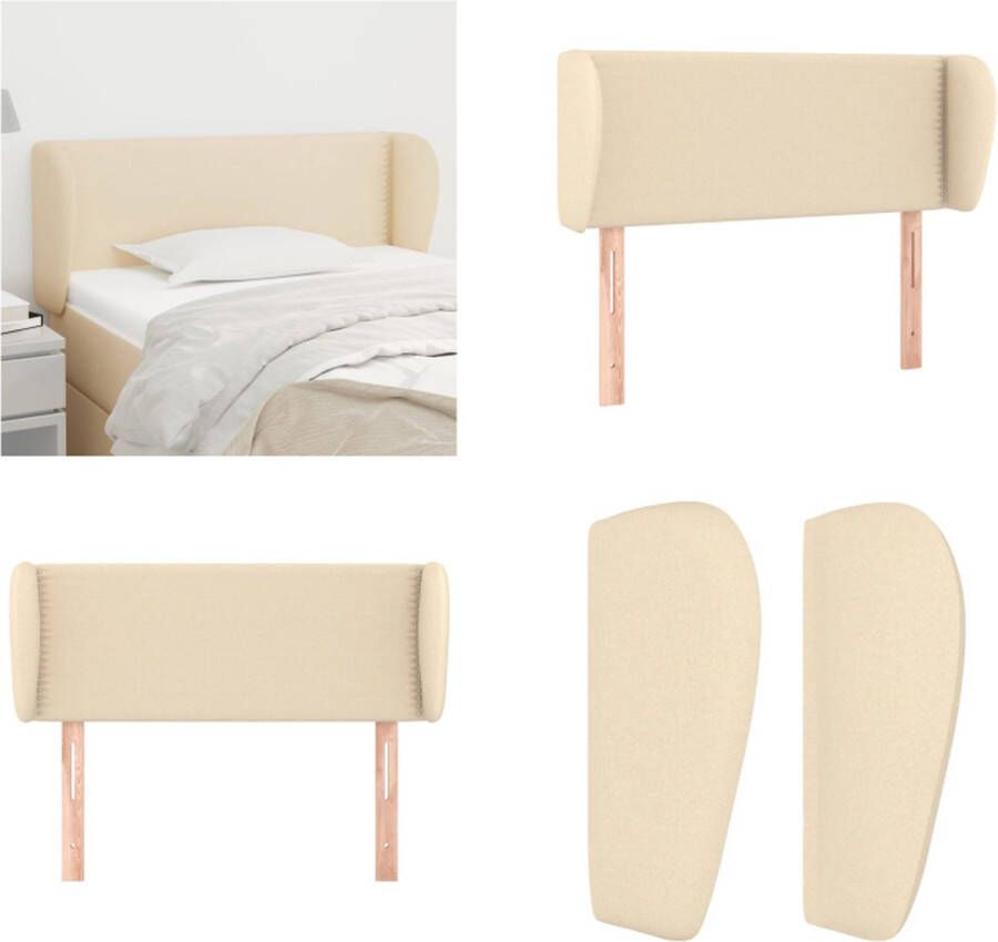 VidaXL Hoofdbord met randen 103x23x78 88 cm stof crèmekleurig Hoofdbord Hoofdborden Hoofdeinde Houten Hoofdbord