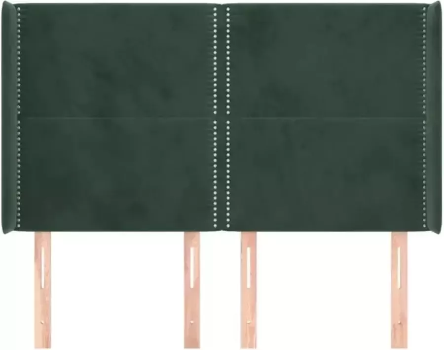 VIDAXL Hoofdbord met randen 147x16x118 128 cm fluweel donkergroen - Foto 4