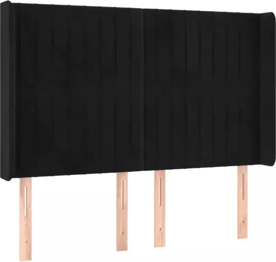 VIDAXL Hoofdbord met randen 147x16x118 128 cm fluweel zwart - Foto 2