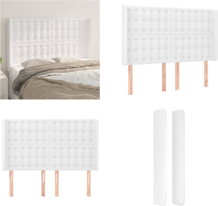 VidaXL Hoofdbord met randen 147x16x118 128 cm kunstleer wit Hoofdbord Hoofdborden Hoofdeinde Houten Hoofdbord