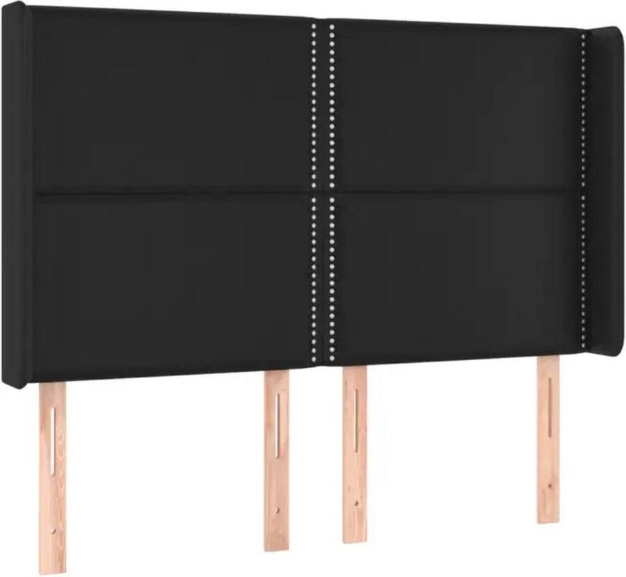 VIDAXL Hoofdbord met randen 147x16x118 128 cm kunstleer zwart - Foto 2