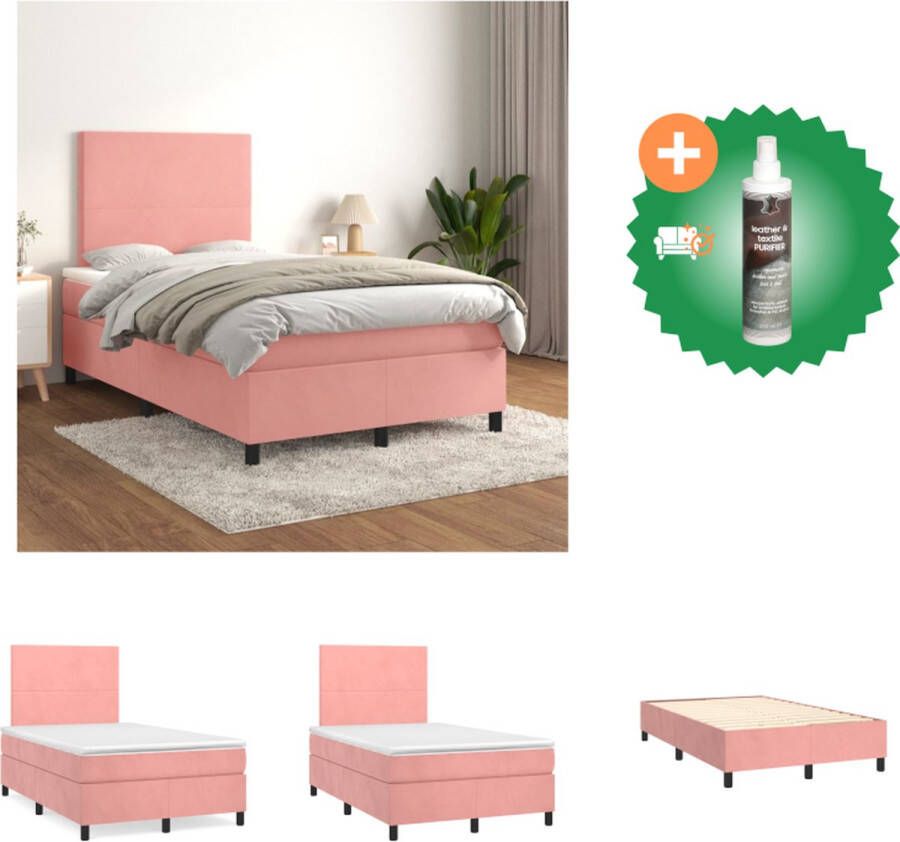 VidaXL Bedframe Bedmatras Topmatras 203 x 93 x 78 88 cm Lichtgrijs Fluweel Pocketvering Middelharde ondersteuning Huidvriendelijk Bed Inclusief Reiniger