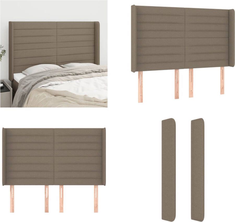 VidaXL Hoofdbord met randen 147x16x118 128 cm stof taupe Hoofdbord Hoofdborden Hoofdeinde Houten Hoofdbord - Foto 1