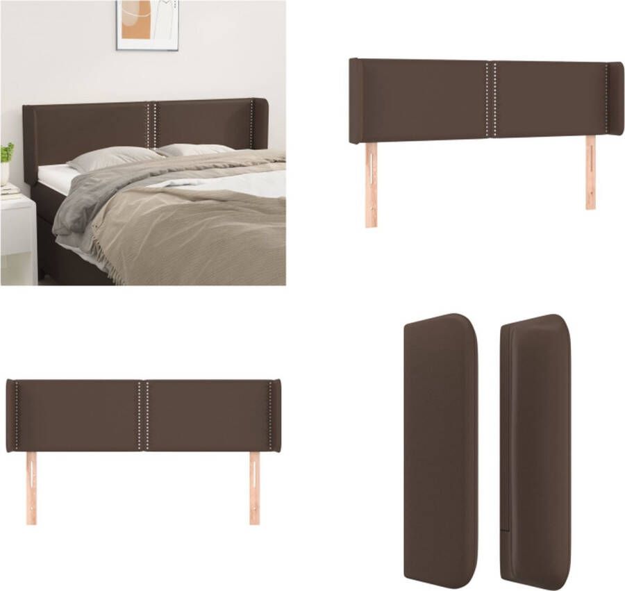 VidaXL Hoofdbord met randen 147x16x78 88 cm kunstleer bruin Hoofdbord Hoofdborden Hoofdeinde Houten Hoofdbord - Foto 1
