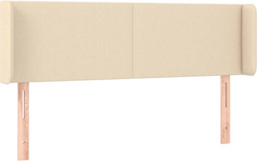 VIDAXL Hoofdbord met randen 147x16x78 88 cm stof crèmekleurig - Foto 1