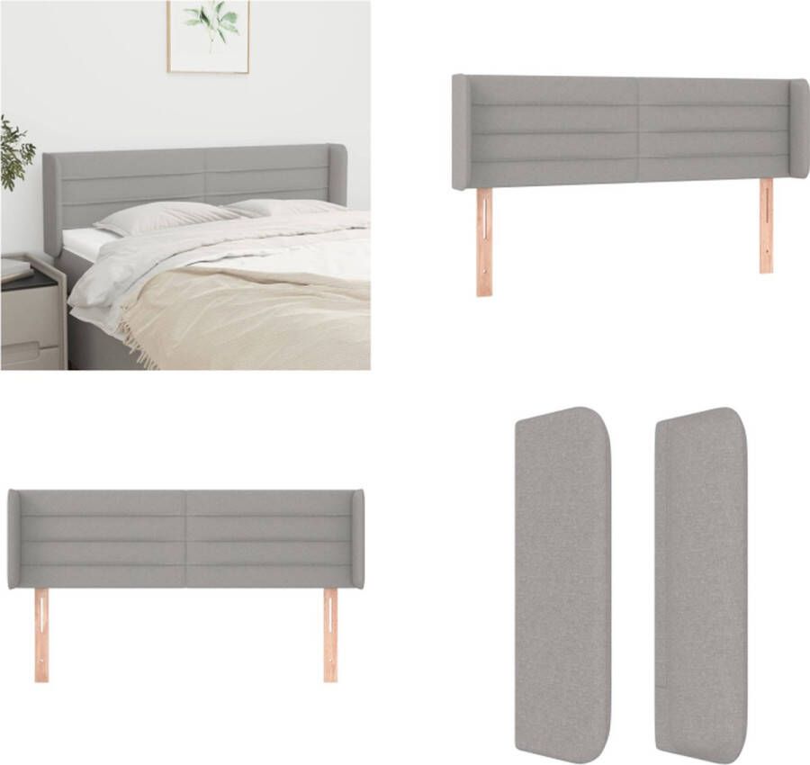 VidaXL Hoofdbord met randen 147x16x78 88 cm stof lichtgrijs Hoofdbord Hoofdborden Hoofdeinde Houten Hoofdbord - Foto 2