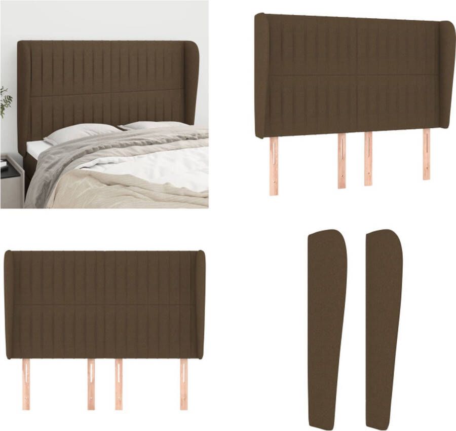 VidaXL Hoofdbord met randen 147x23x118 128 cm stof donkerbruin Hoofdbord Hoofdborden Hoofdeinde Houten Hoofdbord