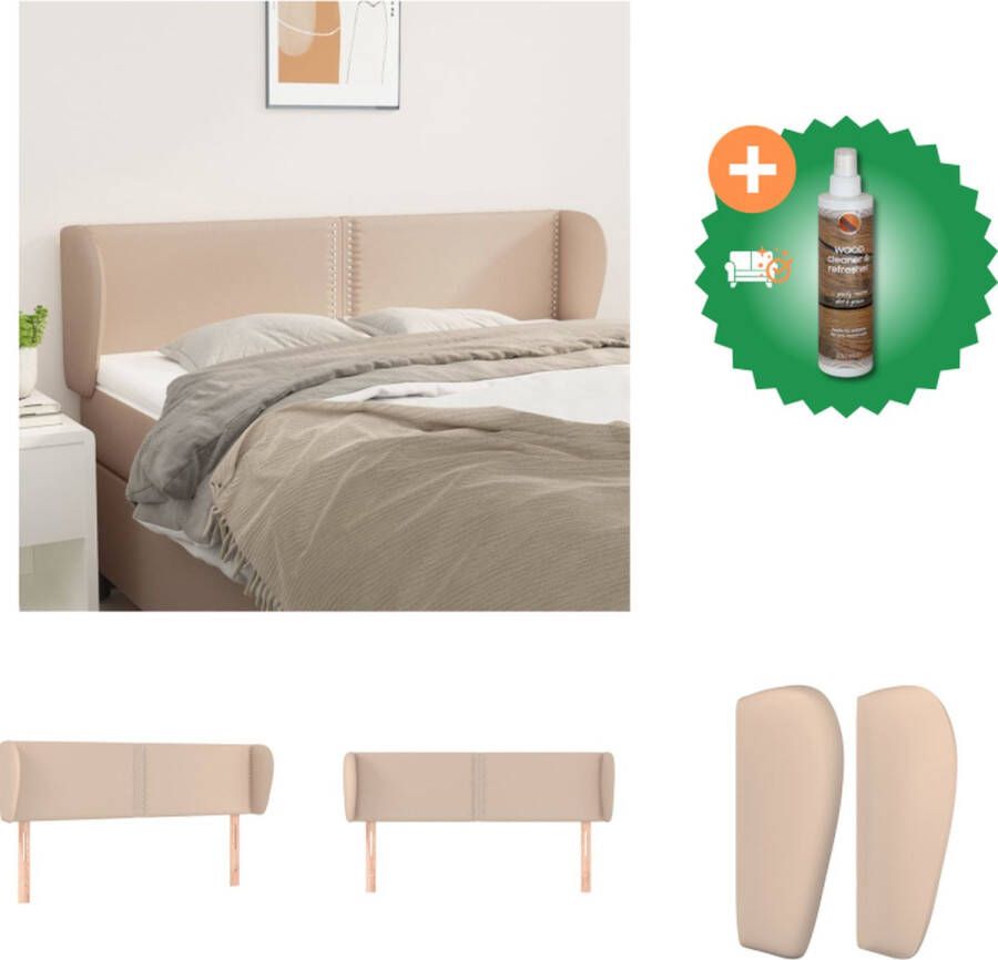 VidaXL Hoofdbord met randen 147x23x78 88 cm kunstleer cappuccinokleur Bedonderdeel Inclusief Houtreiniger en verfrisser
