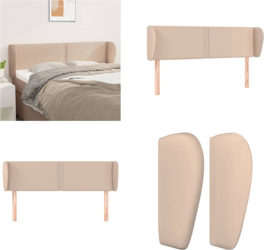VidaXL Hoofdbord met randen 147x23x78 88 cm kunstleer cappuccinokleur Hoofdbord Hoofdborden Hoofdeinde Houten Hoofdbord - Foto 2