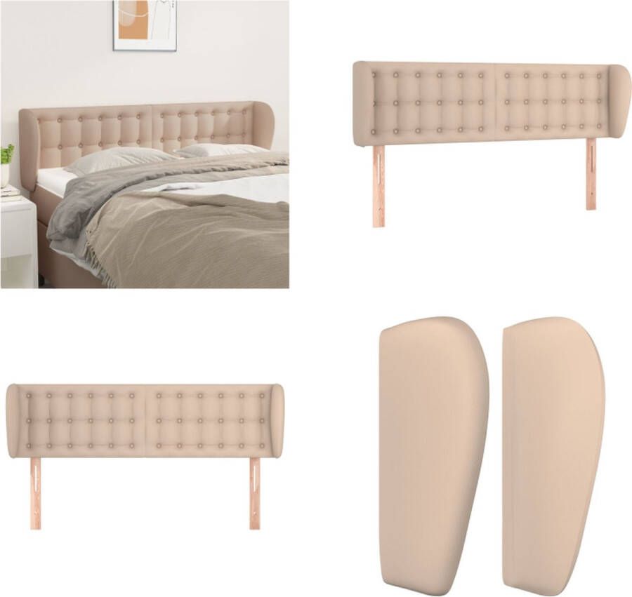 VidaXL Hoofdbord met randen 147x23x78 88 cm kunstleer cappuccinokleur Hoofdbord Hoofdborden Hoofdeinde Houten Hoofdbord