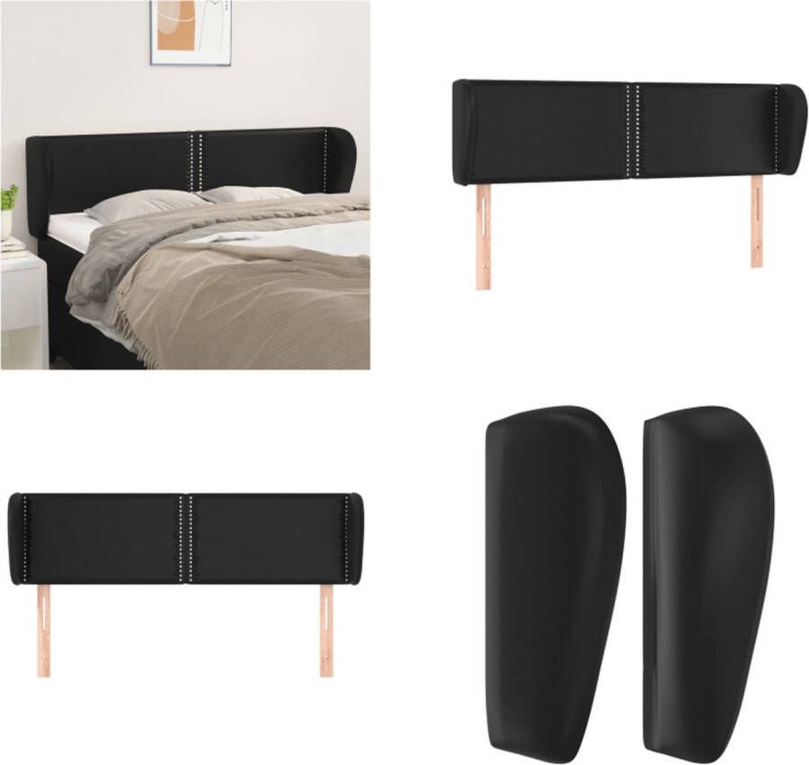 VidaXL Hoofdbord met randen 147x23x78 88 cm kunstleer zwart Hoofdbord Hoofdborden Hoofdeinde Houten Hoofdbord