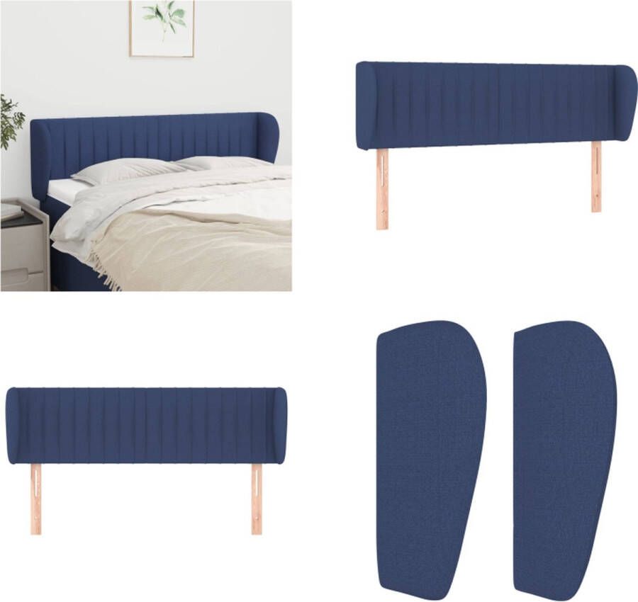 VidaXL Hoofdbord met randen 147x23x78 88 cm stof blauw Hoofdbord Hoofdborden Hoofdeinde Houten Hoofdbord