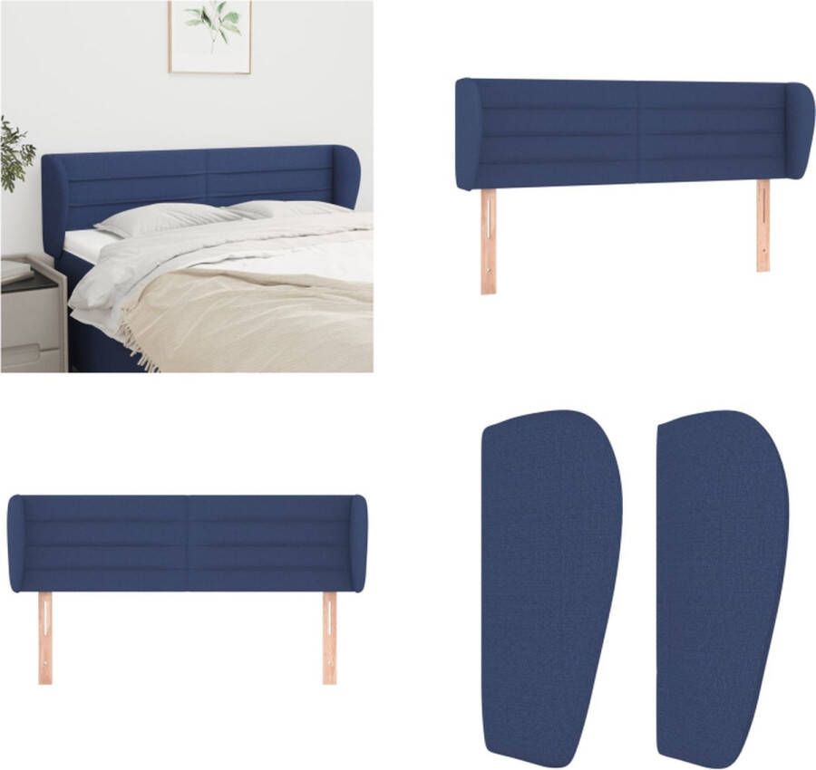VidaXL Hoofdbord met randen 147x23x78 88 cm stof blauw Hoofdbord Hoofdborden Hoofdeinde Houten Hoofdbord