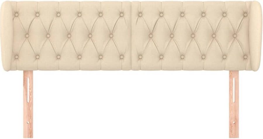 VIDAXL Hoofdbord met randen 147x23x78 88 cm stof crèmekleurig - Foto 5