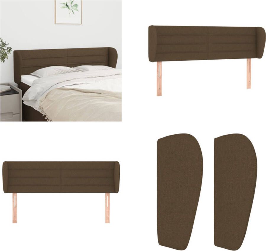 VidaXL Hoofdbord met randen 147x23x78 88 cm stof donkerbruin Hoofdbord Hoofdborden Hoofdeinde Houten Hoofdbord - Foto 2