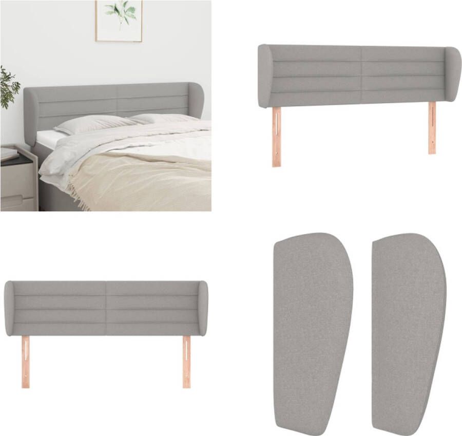 VidaXL Hoofdbord met randen 147x23x78 88 cm stof lichtgrijs Hoofdbord Hoofdborden Hoofdeinde Houten Hoofdbord