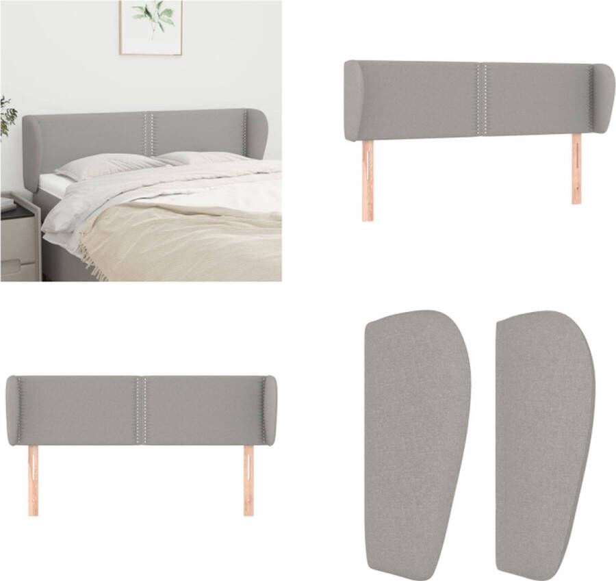 VidaXL Hoofdbord met randen 147x23x78 88 cm stof lichtgrijs Hoofdbord Hoofdborden Hoofdeinde Houten Hoofdbord
