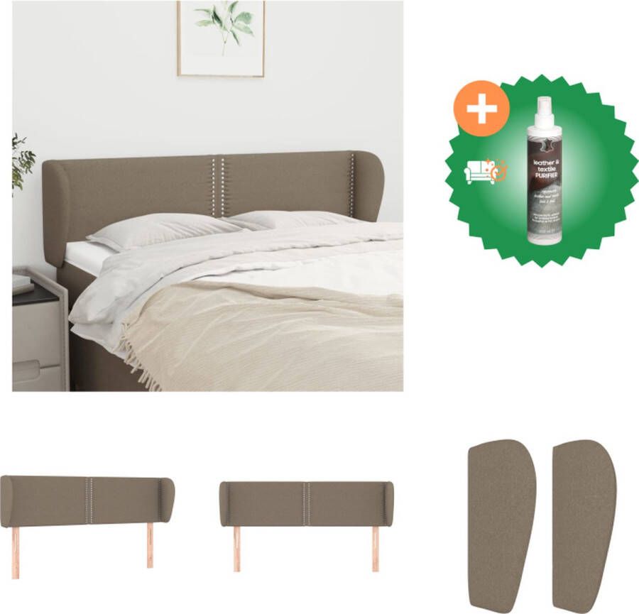 VidaXL Hoofdbord met randen 147x23x78 88 cm stof taupe Bedonderdeel Inclusief Reiniger