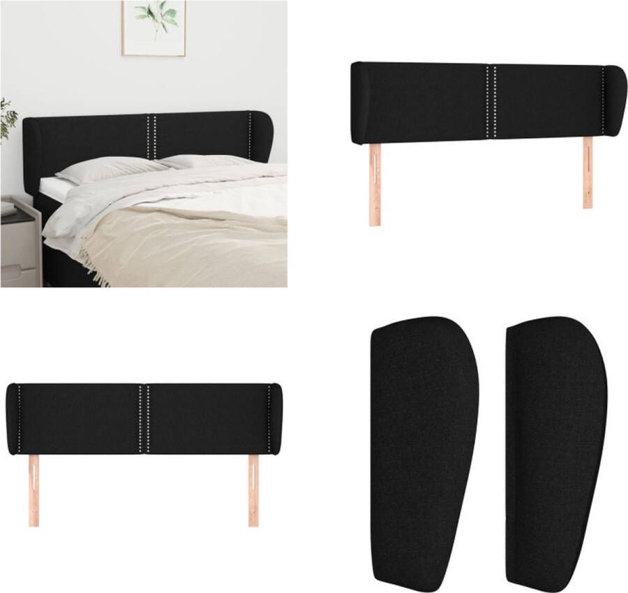 VidaXL Hoofdbord met randen 147x23x78 88 cm stof zwart Hoofdbord Hoofdborden Hoofdeinde Houten Hoofdbord - Foto 2