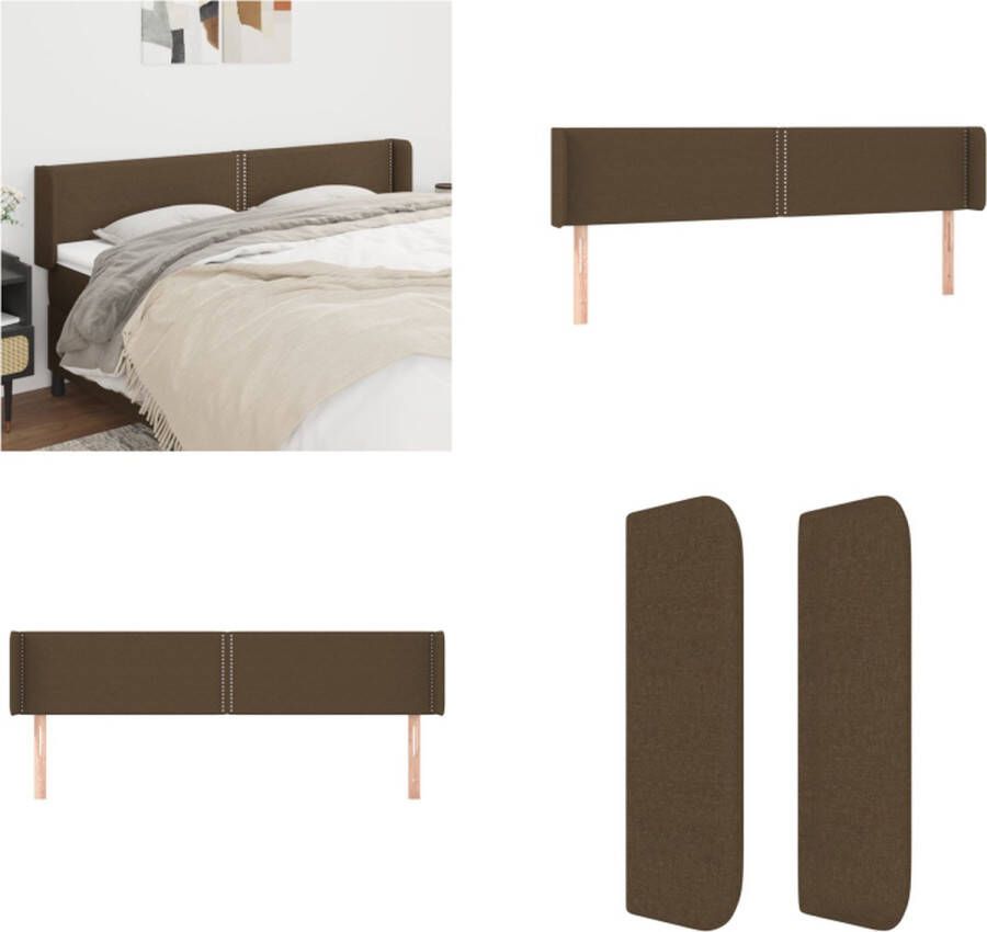 VidaXL Hoofdbord met randen 163x16x78 88 cm stof donkerbruin Hoofdbord Hoofdborden Hoofdeinde Houten Hoofdbord - Foto 2