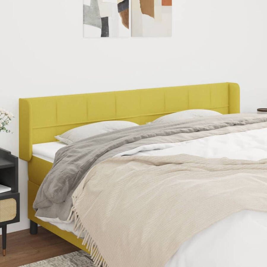 VidaXL Hoofdbord met randen 163x16x78 88 cm stof groen - Foto 3