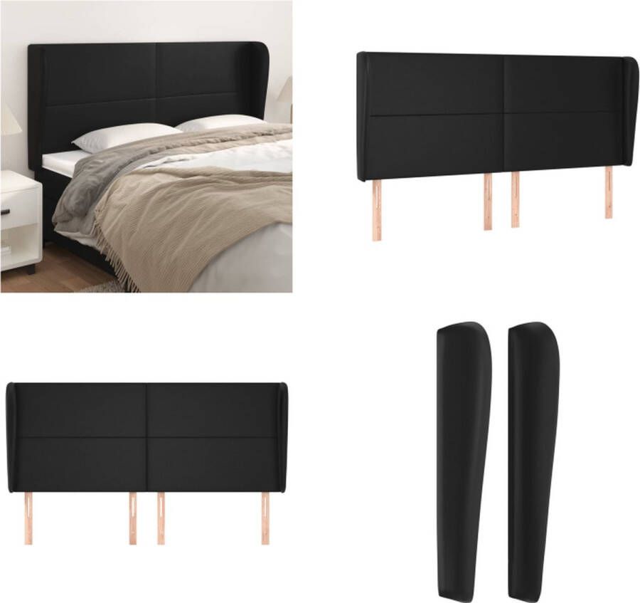 VidaXL Hoofdbord met randen 163x23x118 128 cm kunstleer zwart Hoofdbord Hoofdborden Hoofdeinde Houten Hoofdbord - Foto 2