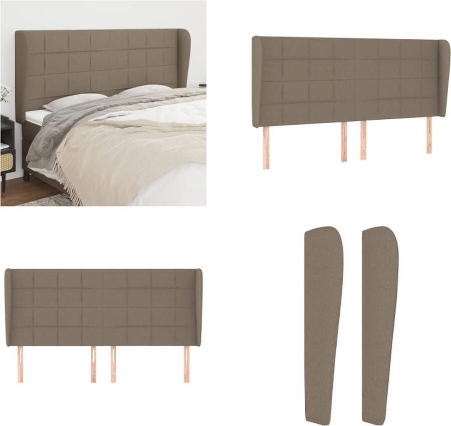 VidaXL Hoofdbord met randen 163x23x118 128 cm stof taupe Hoofdbord Hoofdborden Hoofdeinde Houten Hoofdbord