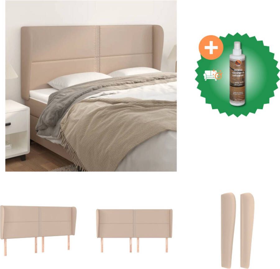 VidaXL Hoofdbord met randen 163x23x118 128cm kunstleer cappuccinokleur Bedonderdeel Inclusief Houtreiniger en verfrisser