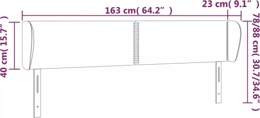 VidaXL Hoofdbord met randen 163x23x78 88 cm fluweel donkergroen - Foto 3