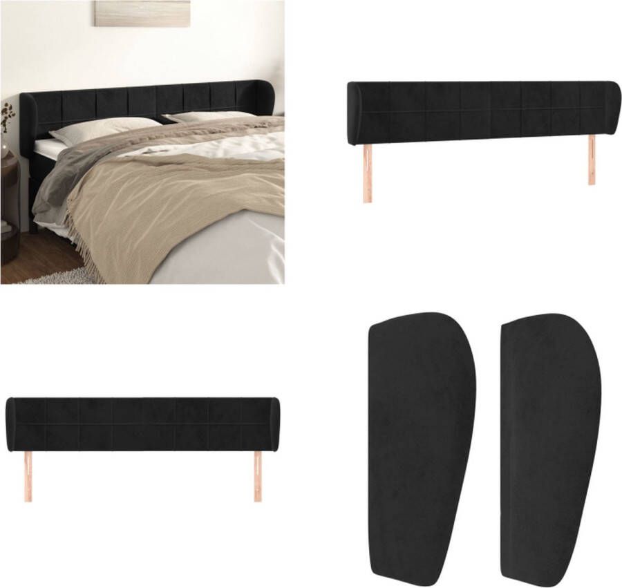 VidaXL Hoofdbord met randen 163x23x78 88 cm fluweel zwart Hoofdbord Hoofdborden Hoofdeinde Houten Hoofdbord