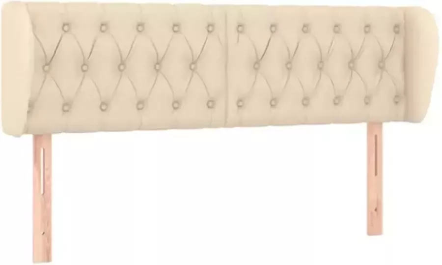 VIDAXL Hoofdbord met randen 163x23x78 88 cm stof crèmekleurig - Foto 6