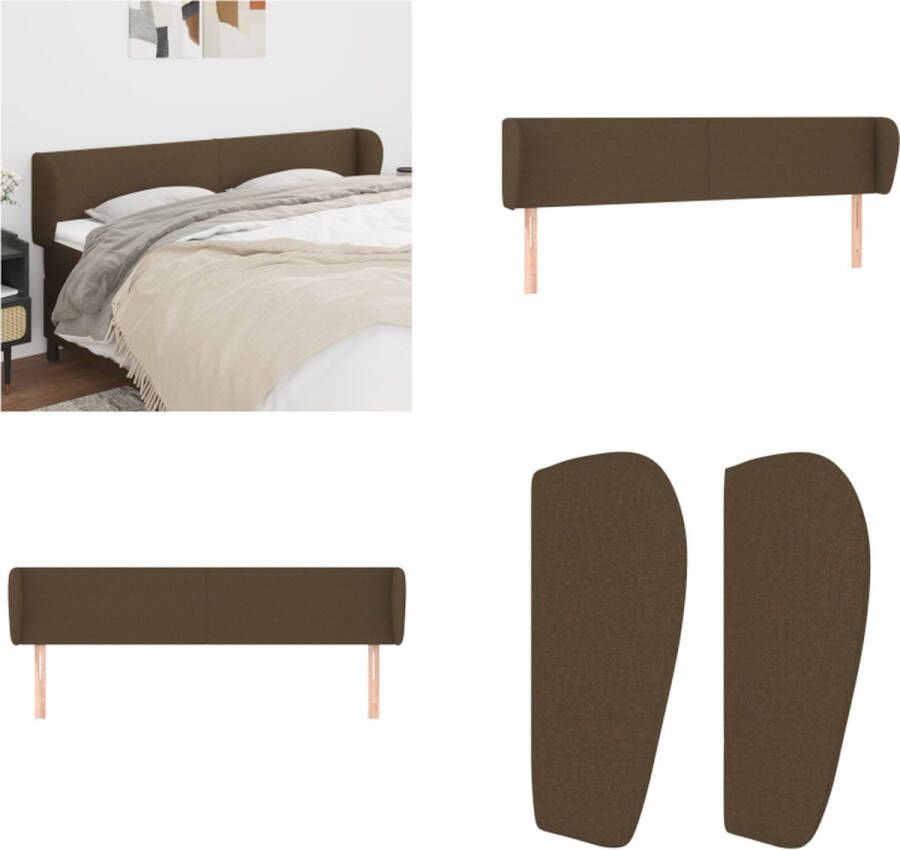 VidaXL Hoofdbord met randen 163x23x78 88 cm stof donkerbruin Hoofdbord Hoofdborden Hoofdeinde Houten Hoofdbord